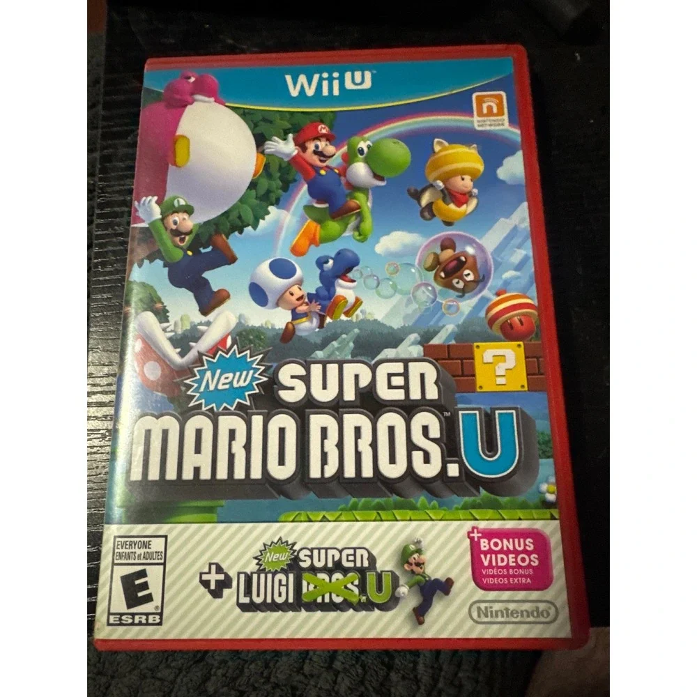 Nintendo New Super Mario Bros U + Luigi U Wii U Red Case Excellent Game